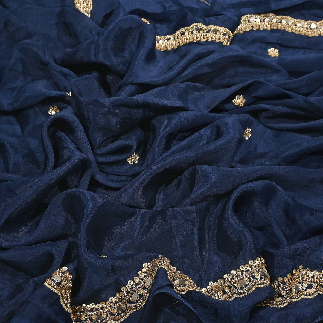 Dyed Chinon Moti Embroidery Duppata Fabric | VI3436C-3