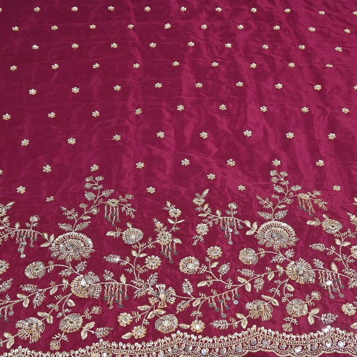 Dyed Crepe Moti Sequin Embroidered Fabric 54" | Floral Designer Fabric | VI3435C-4