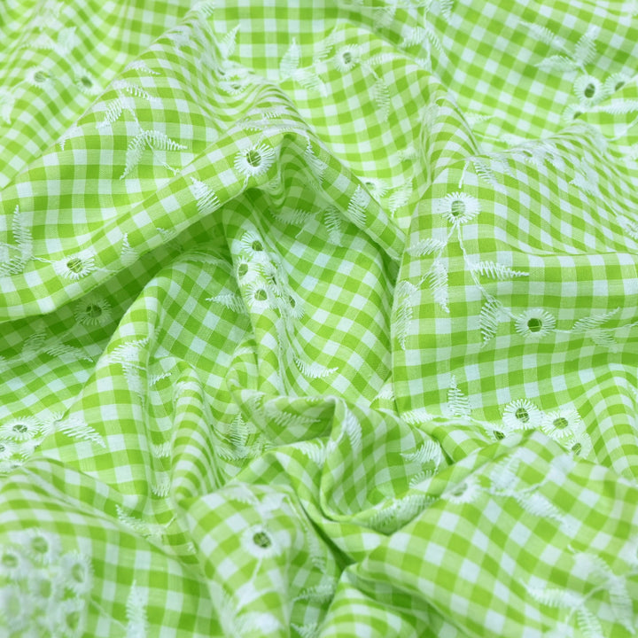 Cotton Cutwork Embroidery Fabric – Checked Pattern Designer Cotton Fabric-MJF7126-6