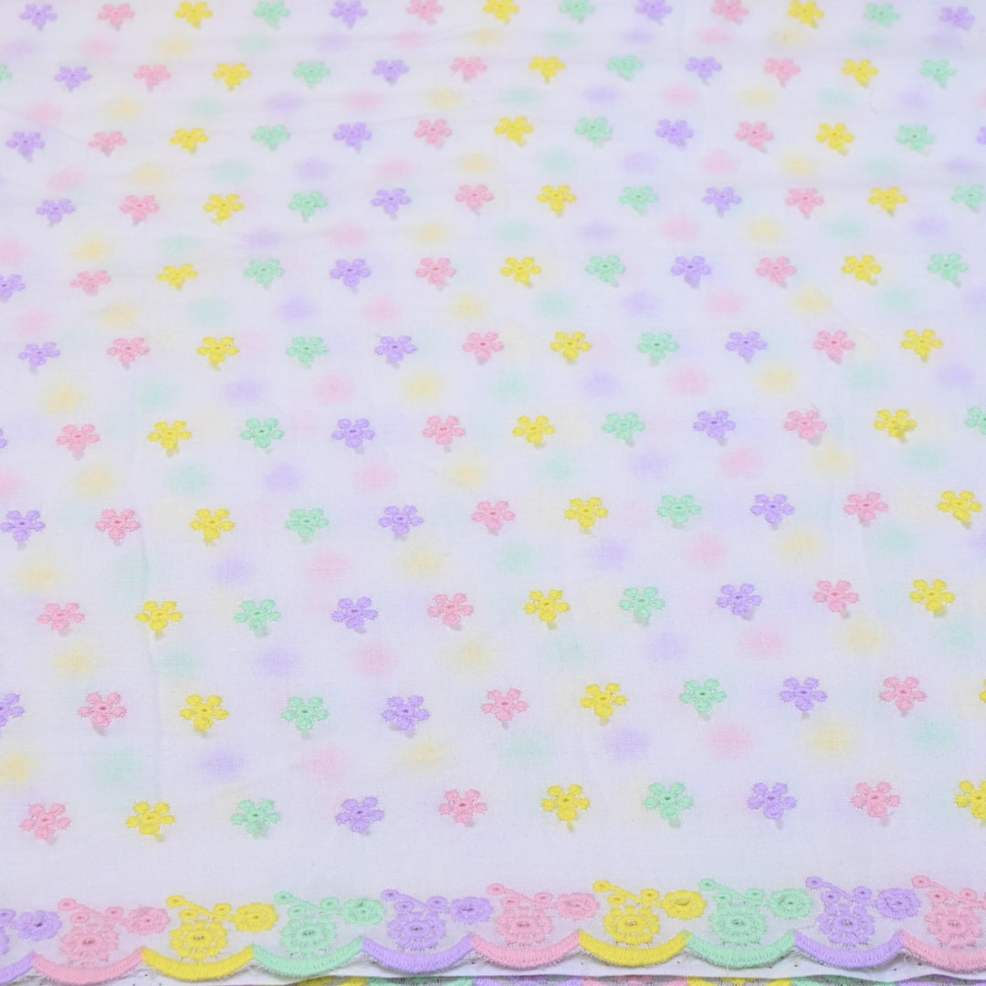 Dyeable Cotton Chikan Booti Embroidery Fabric – Soft Lightweight Ethnic Fabric-MJF946-1