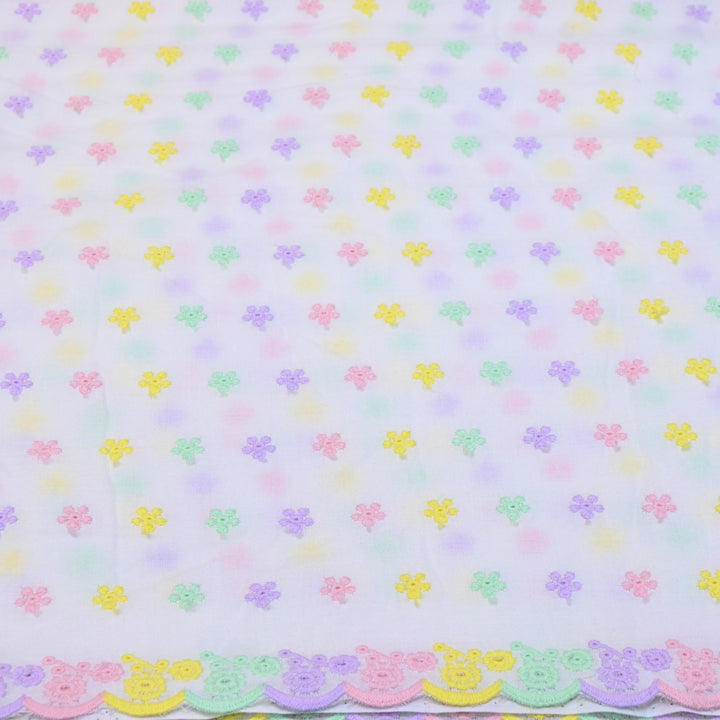 Dyeable Cotton Chikan Booti Embroidery Fabric – Soft Lightweight Ethnic Fabric-MJF946-1
