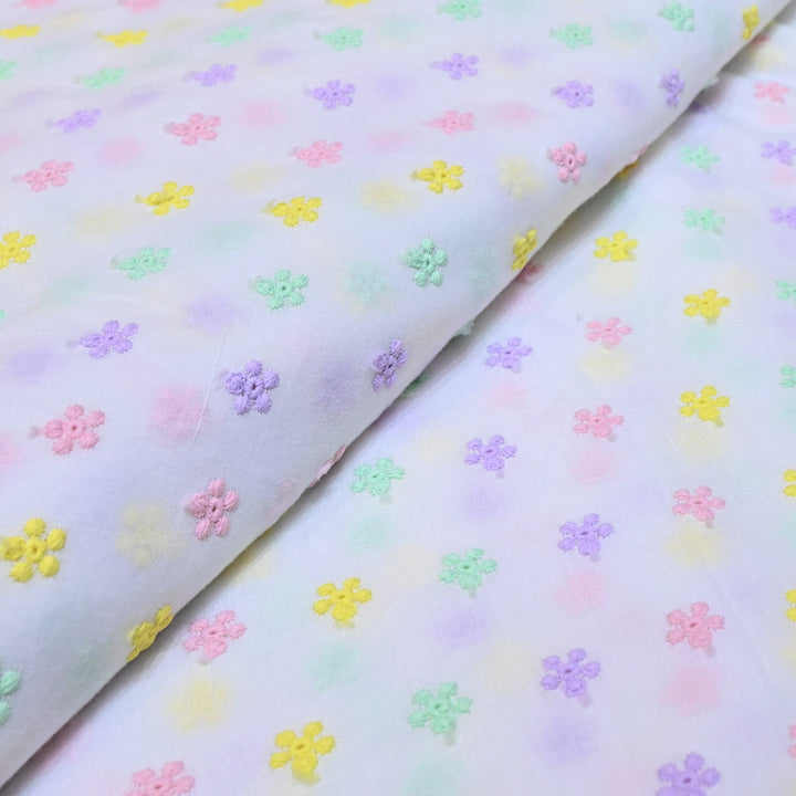 Dyeable Cotton Chikan Booti Embroidery Fabric – Soft Lightweight Ethnic Fabric-MJF946-1