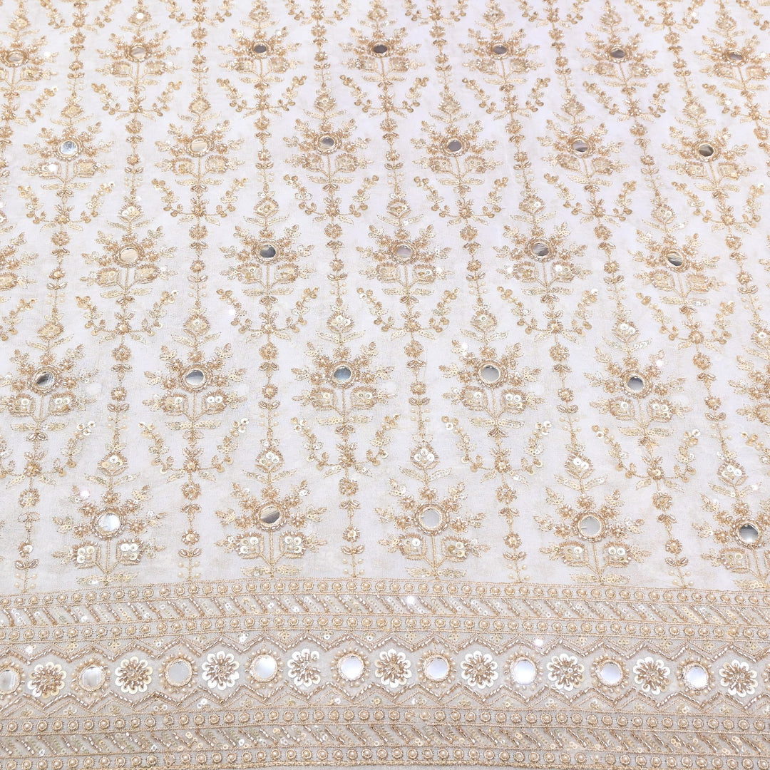 Dyeable Georgette Fabric with Zari, Sequins Moti & Mirror Embroidery | V2422C