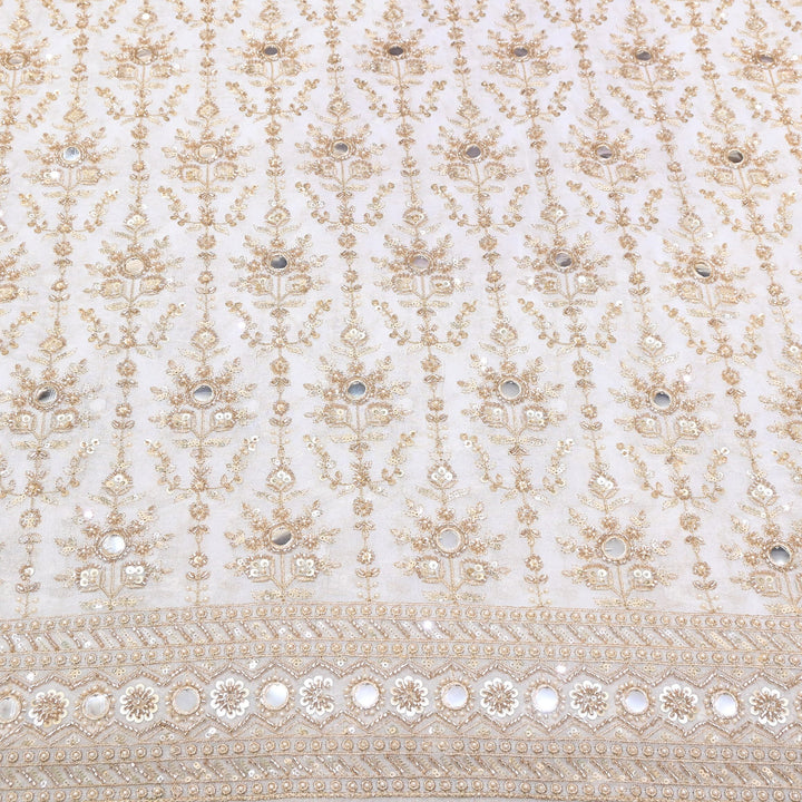 Dyeable Georgette Fabric with Zari, Sequins Moti & Mirror Embroidery | V2422C