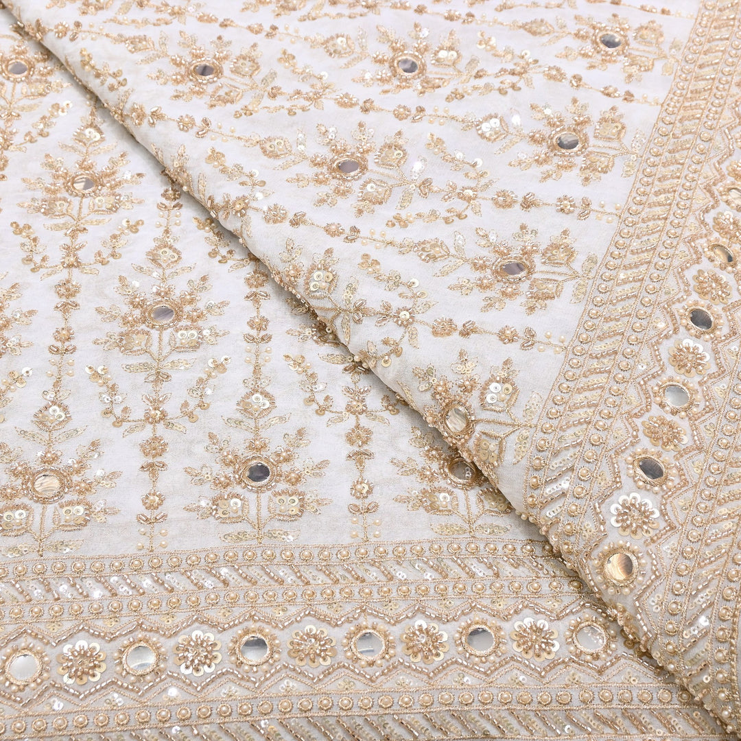 Dyeable Georgette Fabric with Zari, Sequins Moti & Mirror Embroidery | V2422C
