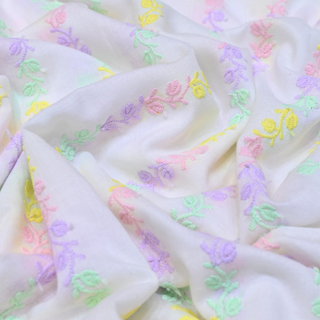 Dyeable Cotton Chikan Booti Embroidery Fabric – Soft Lightweight Ethnic Fabric-MJF946-2