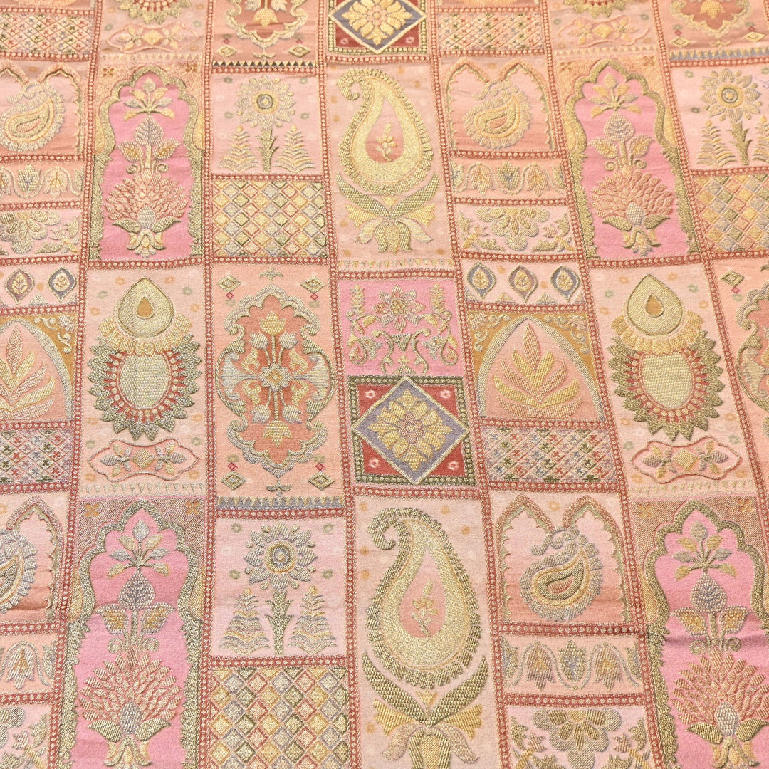 Luxury Gajji Satin Position Print Zari Jacquard Fabric 44" – Premium Designer Fabric- C11322-2