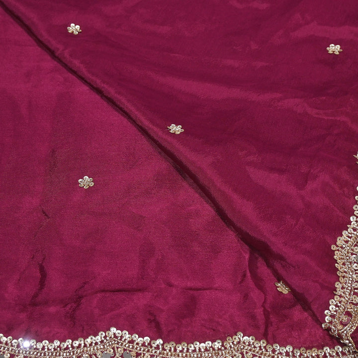 Dyed Chinon Moti Embroidery Duppata Fabric | VI3436C-4