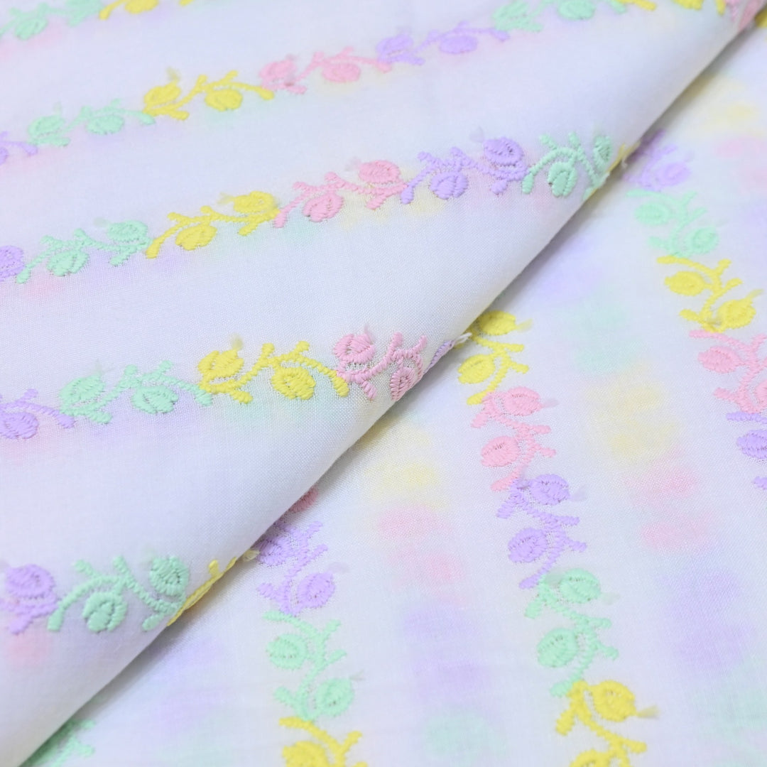 Dyeable Cotton Chikan Booti Embroidery Fabric – Soft Lightweight Ethnic Fabric-MJF946-2