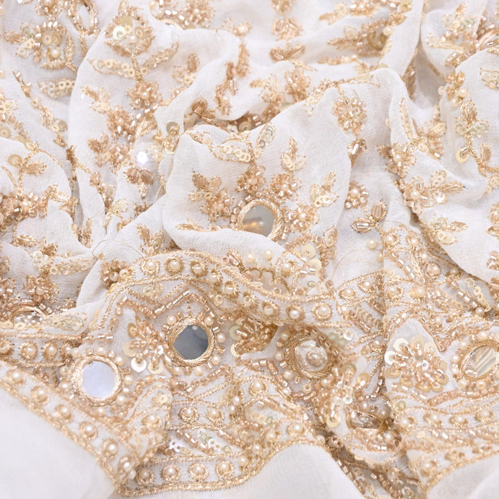Dyeable Georgette Fabric with Zari, Sequins Moti & Mirror Embroidery | V2422C