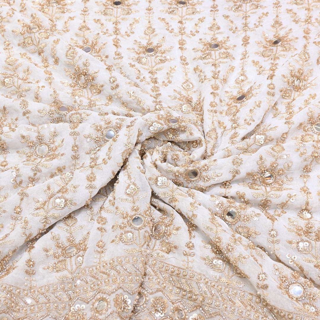 Dyeable Georgette Fabric with Zari, Sequins Moti & Mirror Embroidery | V2422C