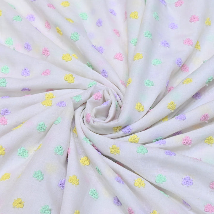 Dyeable Cotton Chikan Booti Embroidery Fabric – Soft Lightweight Ethnic Fabric-MJF946-3