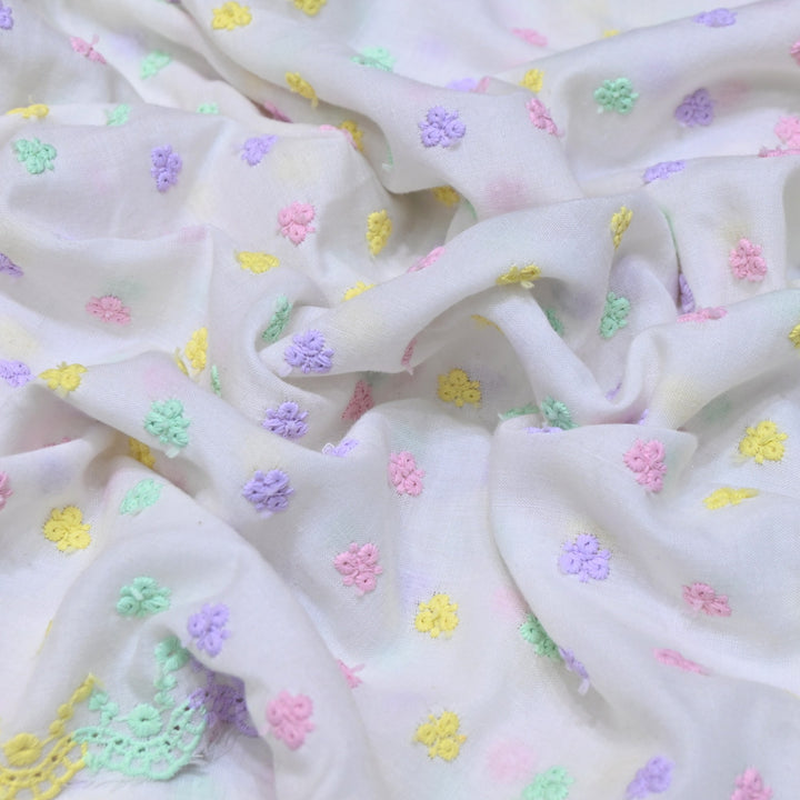 Dyeable Cotton Chikan Booti Embroidery Fabric – Soft Lightweight Ethnic Fabric-MJF946-3