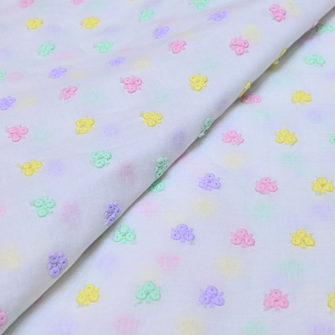 Dyeable Cotton Chikan Booti Embroidery Fabric – Soft Lightweight Ethnic Fabric-MJF946-3