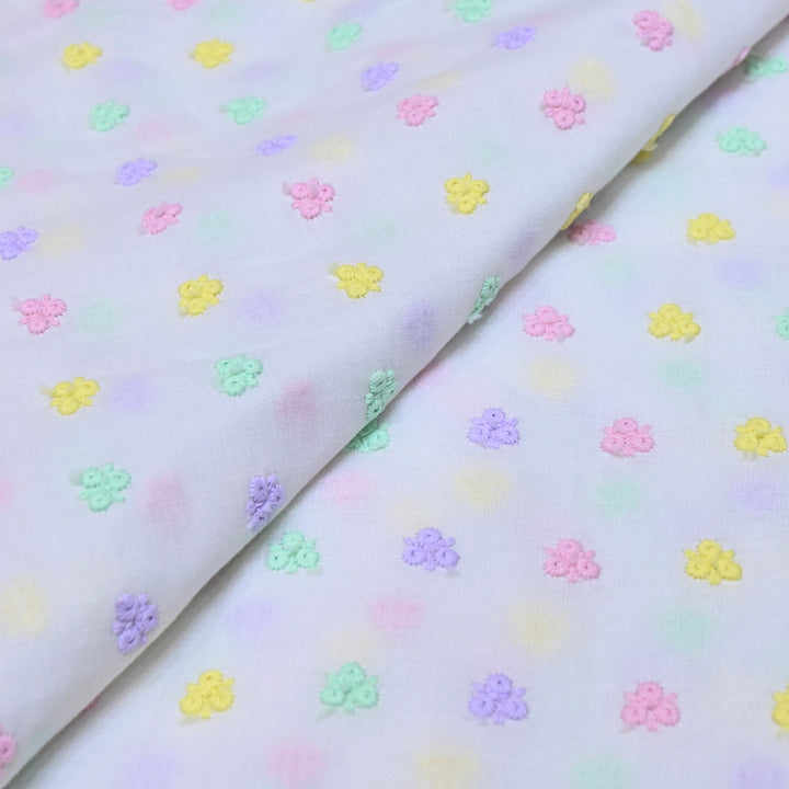 Dyeable Cotton Chikan Booti Embroidery Fabric – Soft Lightweight Ethnic Fabric-MJF946-3