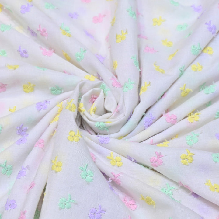 Dyeable Cotton Chikan Booti Embroidery Fabric – Soft Lightweight Ethnic Fabric-MJF946-4