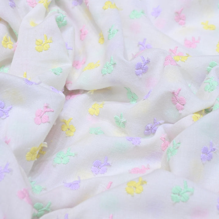 Dyeable Cotton Chikan Booti Embroidery Fabric – Soft Lightweight Ethnic Fabric-MJF946-4