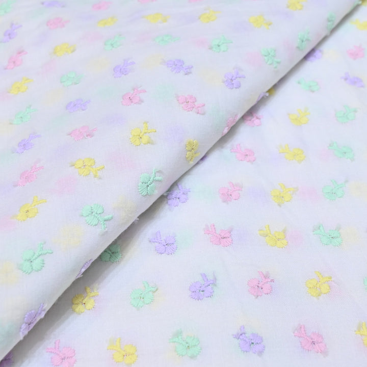 Dyeable Cotton Chikan Booti Embroidery Fabric – Soft Lightweight Ethnic Fabric-MJF946-4