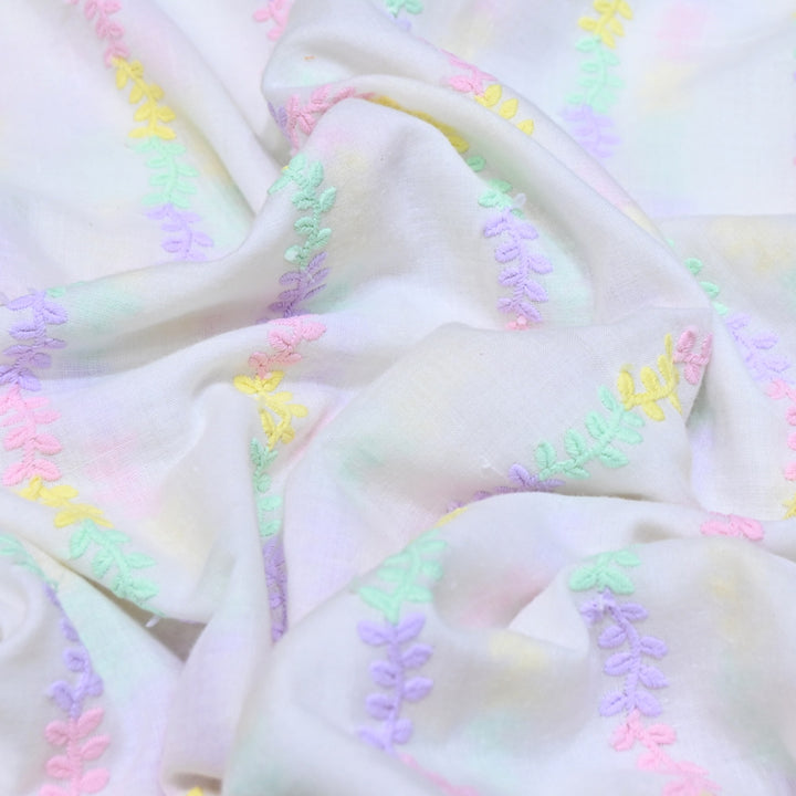 Dyeable Cotton Chikan Booti Embroidery Fabric – Soft Lightweight Ethnic Fabric-MJF946-5