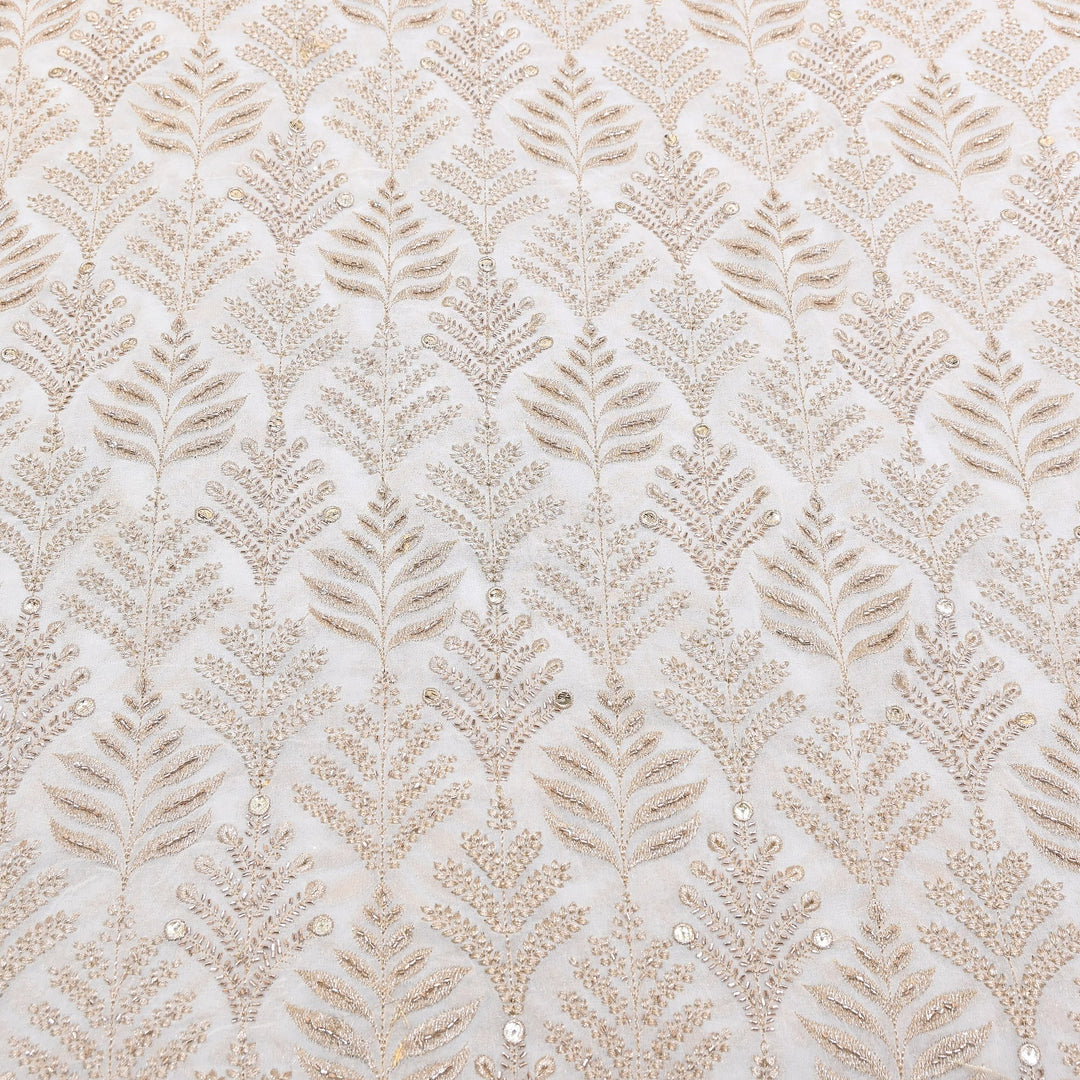 Dyeable Georgette Fabric with Zari & Sequins Embroidery | AO12858