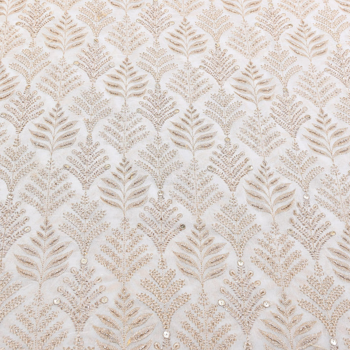 Dyeable Georgette Fabric with Zari & Sequins Embroidery | AO12858
