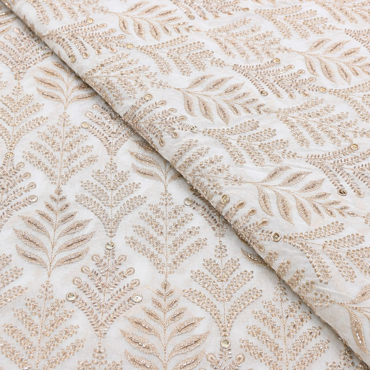 Dyeable Georgette Fabric with Zari & Sequins Embroidery | AO12858