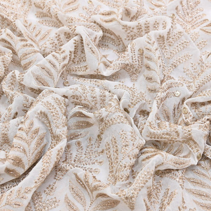 Dyeable Georgette Fabric with Zari & Sequins Embroidery | AO12858