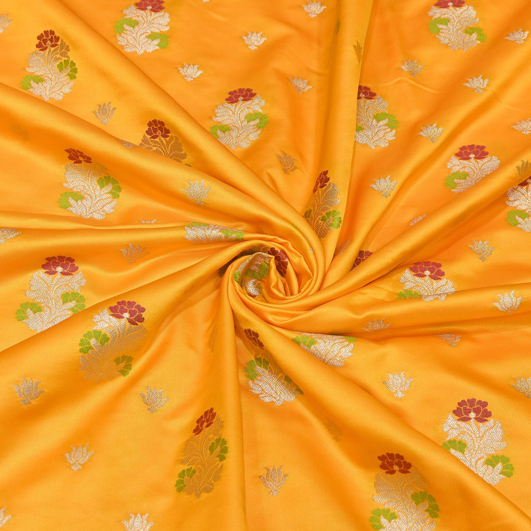 Premium Satin Mina Zari Booti Brocade Fabric | Designer Fabric | MAS425-01