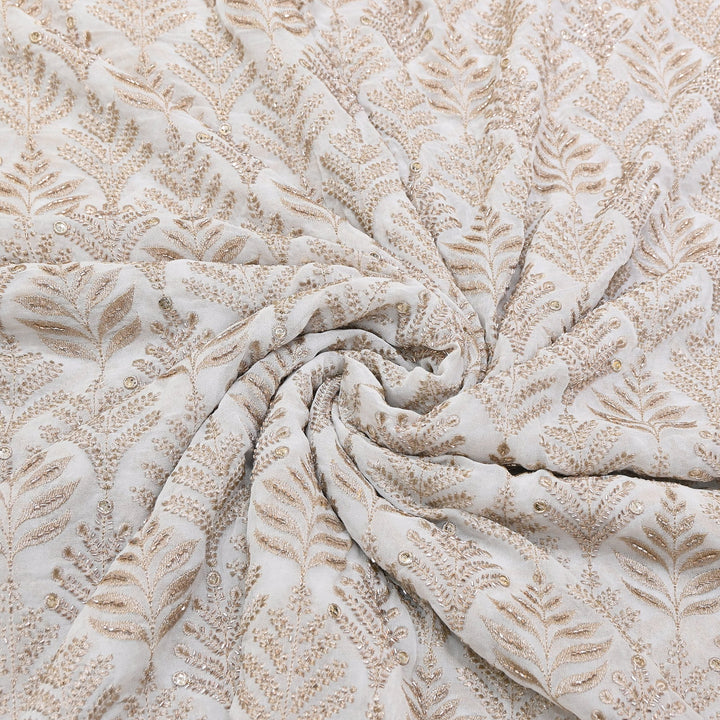 Dyeable Georgette Fabric with Zari & Sequins Embroidery | AO12858