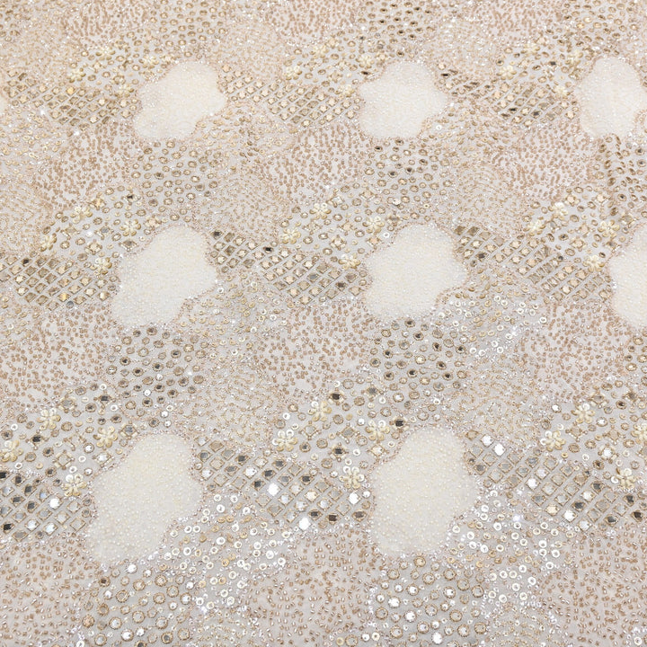 Dyeable Georgette Fabric with Zari, Mirror Moti & Sequins Embroidery | V02437C