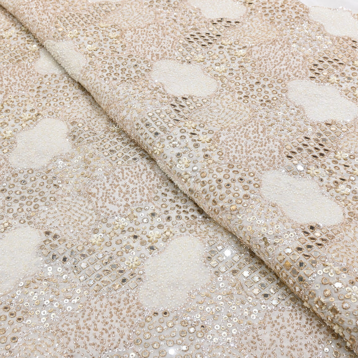 Dyeable Georgette Fabric with Zari, Mirror Moti & Sequins Embroidery | V02437C