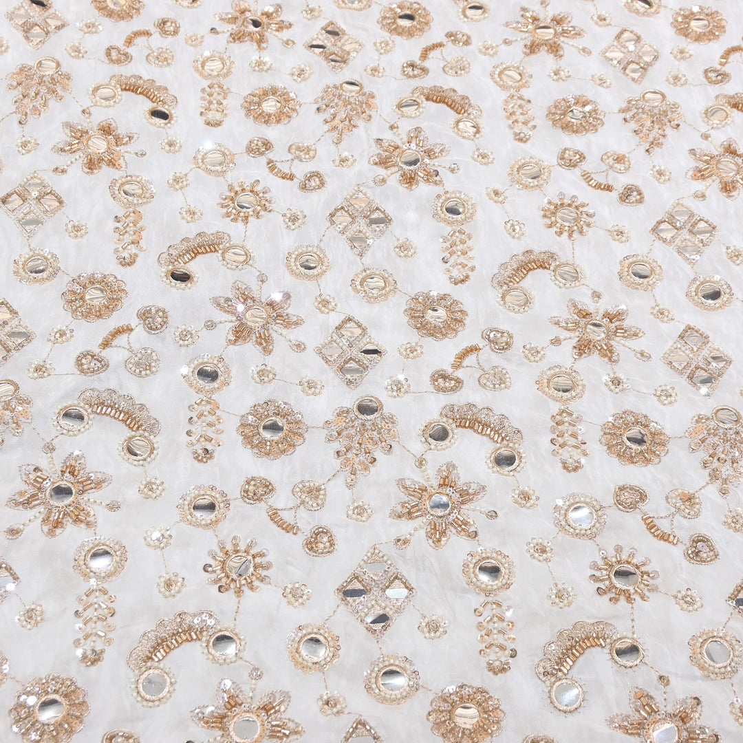 Dyable Crepe Mirror, Moti & Sequins Embroidery | Designer Ethnic Fabric | A116402