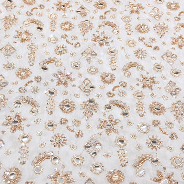 Dyable Crepe Mirror, Moti & Sequins Embroidery | Designer Ethnic Fabric | A116402