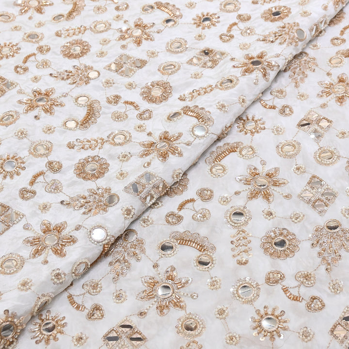 Dyable Crepe Mirror, Moti & Sequins Embroidery | Designer Ethnic Fabric | A116402