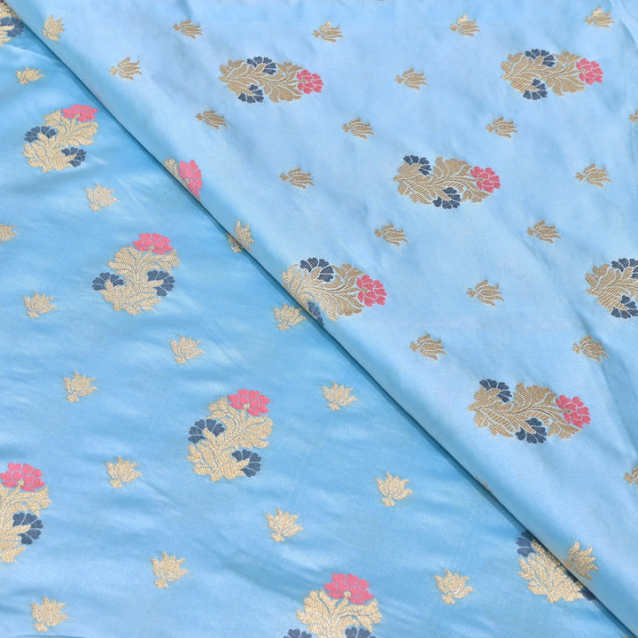 Premium Satin Mina Zari Booti Brocade Fabric | Designer Fabric | MAS425-04