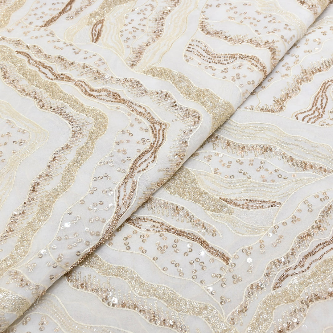 Dyeable Georgette Fabric with Moti & Sequins Embroidery | 0R3059