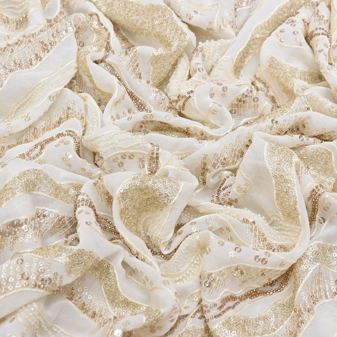 Dyeable Georgette Fabric with Moti & Sequins Embroidery | 0R3059