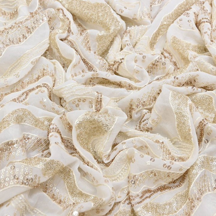 Dyeable Georgette Fabric with Moti & Sequins Embroidery | 0R3059