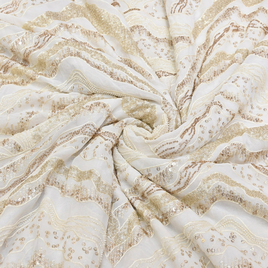 Dyeable Georgette Fabric with Moti & Sequins Embroidery | 0R3059