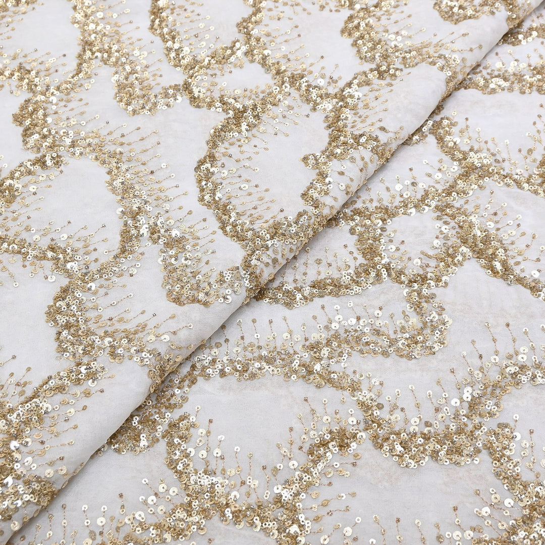 Dyeable Georgette Fabric with Zari & Sequins Embroidery | BF3548