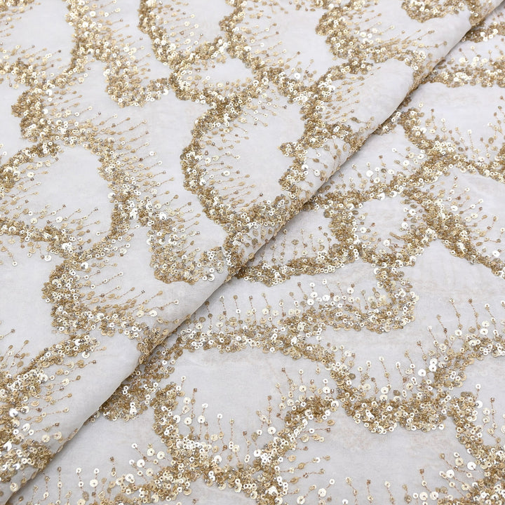 Dyeable Georgette Fabric with Zari & Sequins Embroidery | BF3548