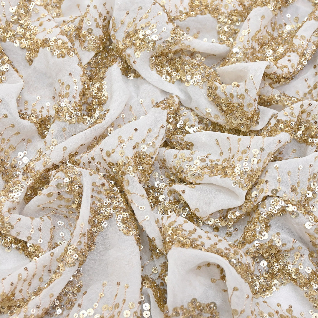 Dyeable Georgette Fabric with Zari & Sequins Embroidery | BF3548
