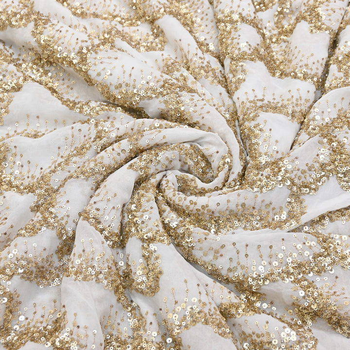 Dyeable Georgette Fabric with Zari & Sequins Embroidery | BF3548