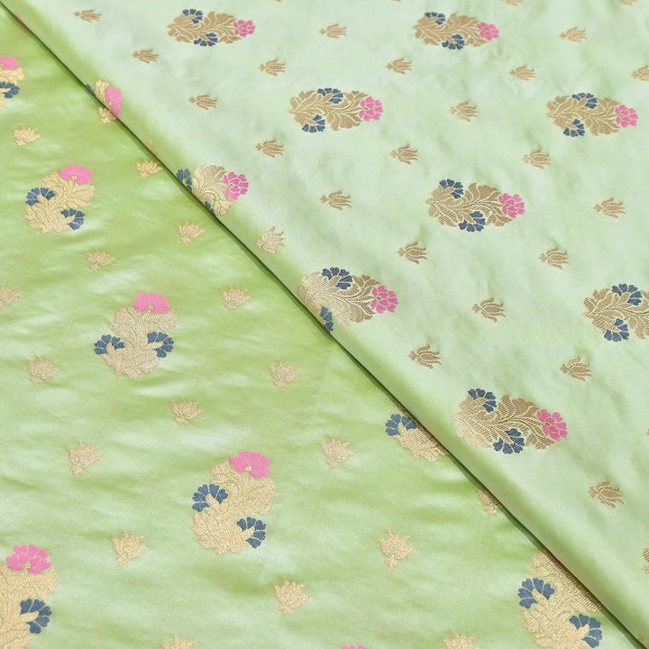 Premium Satin Mina Zari Booti Brocade Fabric | Designer Fabric | MAS425-07