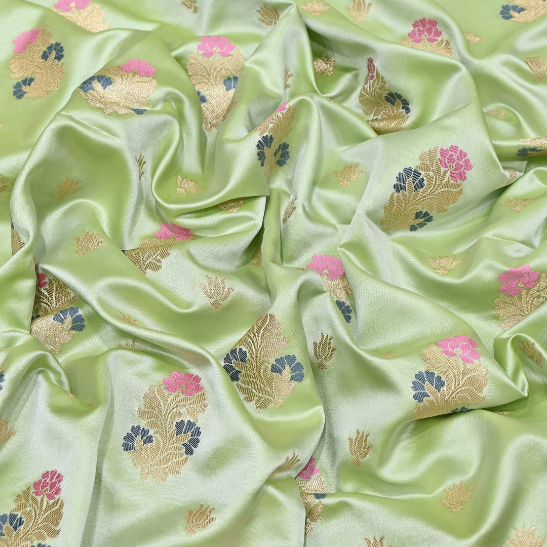 Premium Satin Mina Zari Booti Brocade Fabric | Designer Fabric | MAS425-07