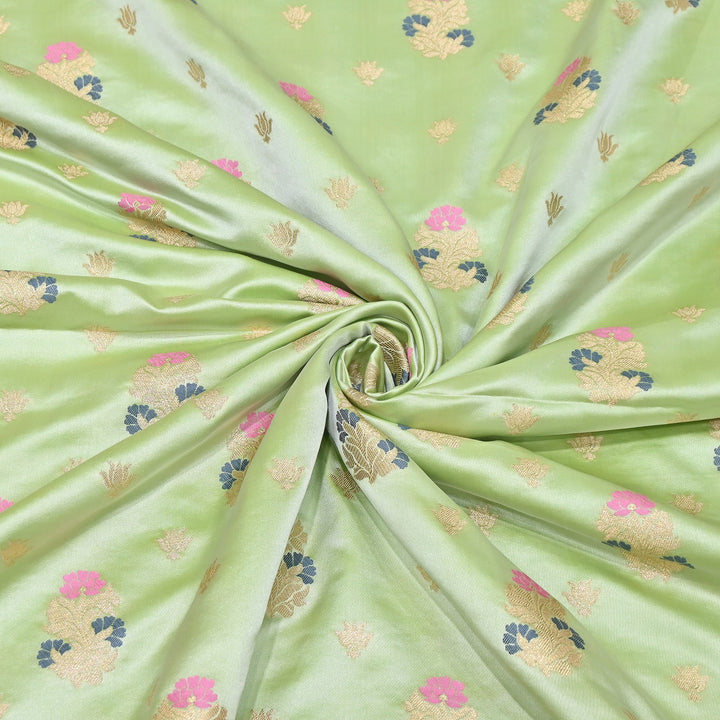 Premium Satin Mina Zari Booti Brocade Fabric | Designer Fabric | MAS425-07