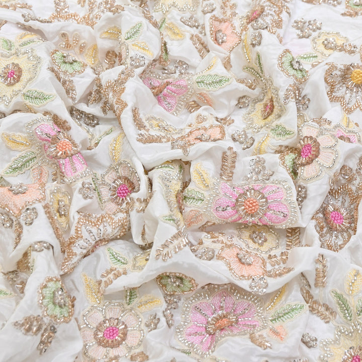 Dyable Crape Moti & Sequins Embroidery | Premium Designer Embroidered Fabric | V2550C
