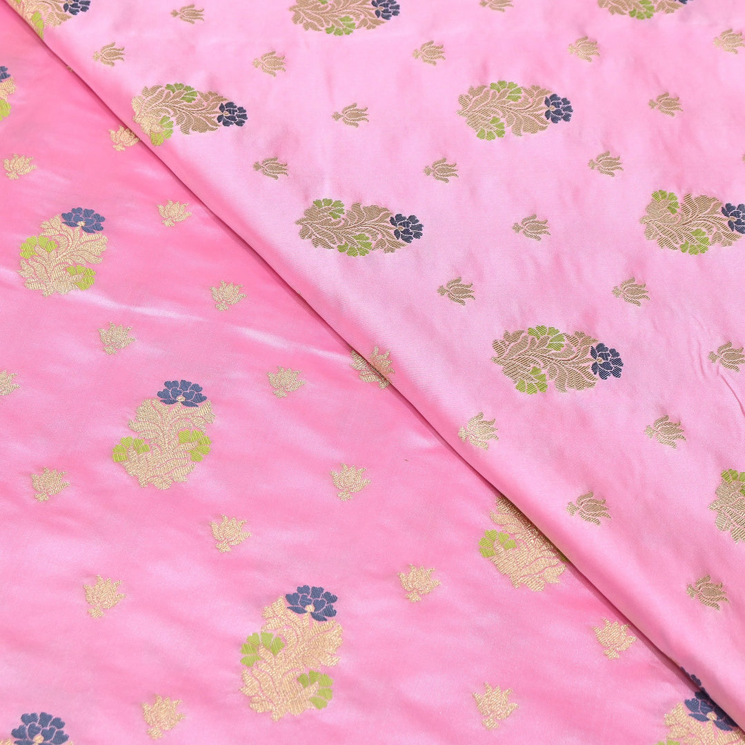 Premium Satin Mina Zari Booti Brocade Fabric | Designer Fabric | MAS425-08