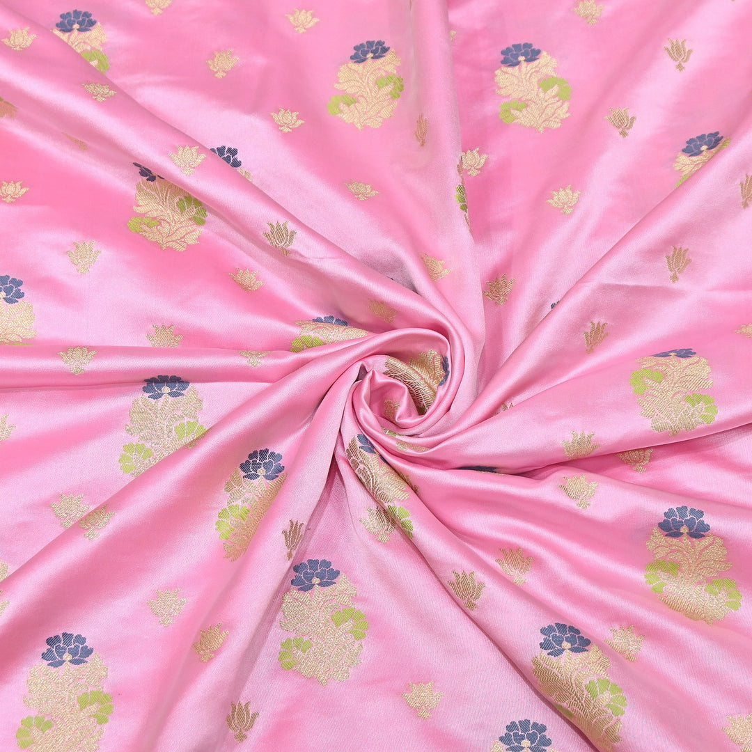 Premium Satin Mina Zari Booti Brocade Fabric | Designer Fabric | MAS425-08