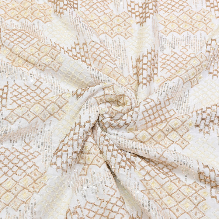 Dyable Bamber Raw Silk Moti Embroidery | Designer Fabrics | KRT034